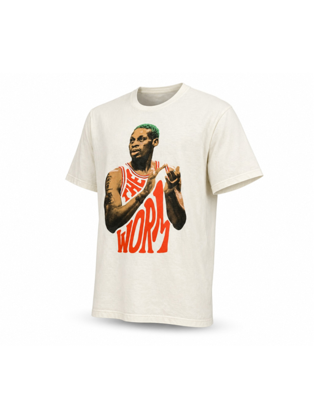 Dennis Rodman “The Worm” Men's NBA Chicago Bulls T Shirt Sz L White Graphic